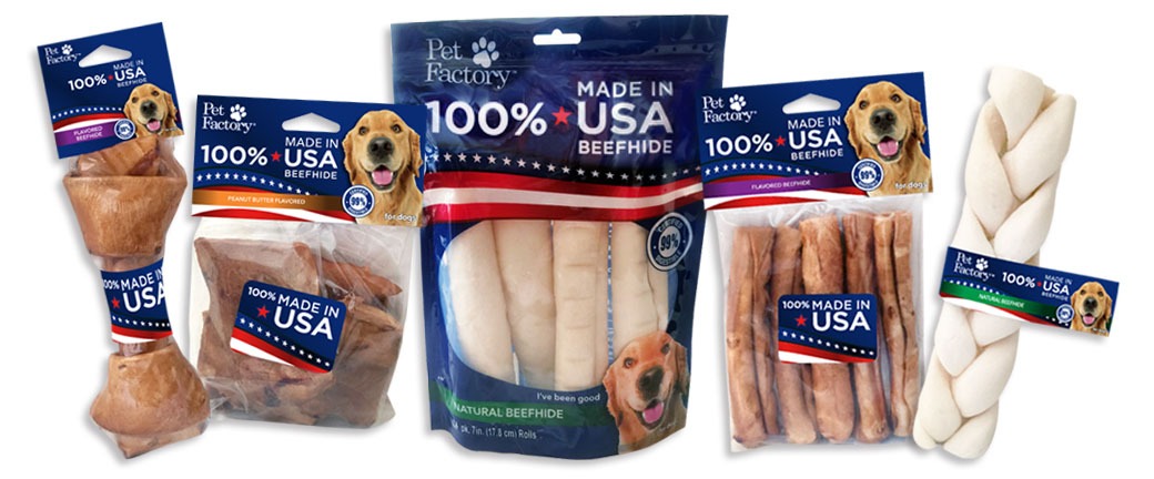 April is National Pet Month – treat your dog to a tasty, easy-to-digest Pet Factory beefhide chew!
