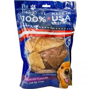100% Beefhide Assorted Beef and Chicken Chips 8oz. Medium Bag_front of bag
