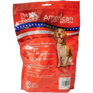 Medium Bag of Pet Factory’s American Beefhide Bones 8 pack _4-5” Bones, back panel