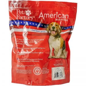 X-Large bag of Pet Factory’s American Beefhide Chicken Flavored Chips, 32 oz. bag, back Panel