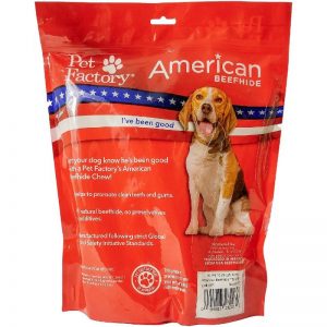 X-Large Bag of Pet Factory’s American Beefhide Thin Rolls Pack of 35, 10" thin rolls, back panel