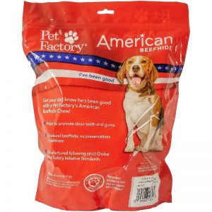 X-Large Bag of Pet Factory’s American Beefhide Bones pack of 10, 6 to 7” Bones, Back panel