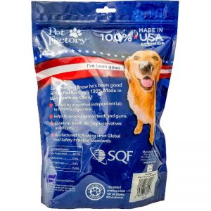 10 pack small dog assortment of Pet Factory 100% USA Beefhide ,Six 4-5" Bones, four 4-5" Chip Rolls, back panel