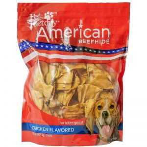 X-Large bag of Pet Factory’s American Beefhide Chicken Flavored Chips, 32 oz. bag, front view