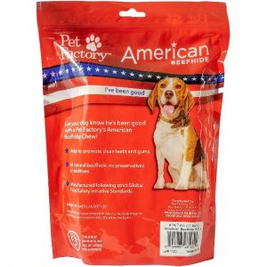 Medium Bag of Pet Factory’s American Beefhide Rolls 4 pack, back panel