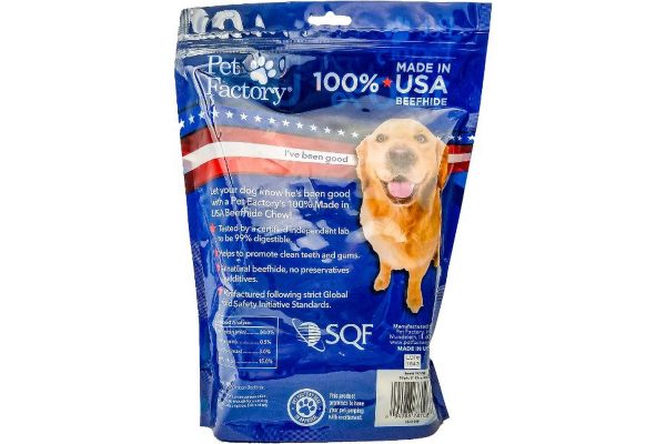 Medium Bag of Pet Factory’s 100% USA Beefhide Chip Rolls, Pack of 18, 5" Chip Rolls, back panel