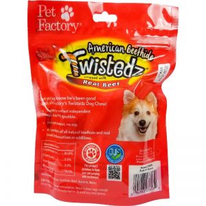 Bag of TWISTEDZ® American Beefhide Bone w/Beef Meat Wrap, pack of 3 ,4-5" Bones , back Panel