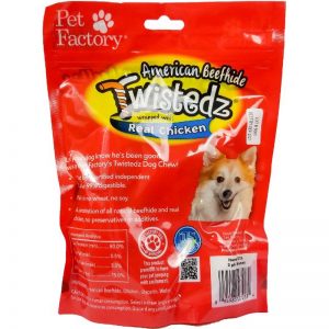 Bag of WISTEDZ® American Beefhide Bone w/Chicken Meat Wrap, Pack of three, 4-5" Bones, Front view