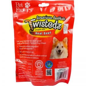 Bag of TWISTEDZ® American Beefhide Chip Rolls w/Beef Meat Meat Wrap, Pack of 8, 5" Bones, back panel