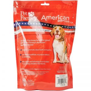 Back Panel Of Pet Factory's American Beefhide Bones , Chicken Flavored 4-5 "