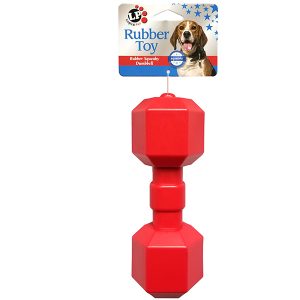 Red Rubber Dumbell Dog Toy Front View