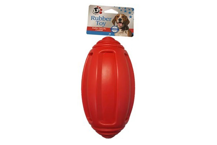 LOGICAL PET RUBBER SQUEAKY FOOTBALL - RED - Pet Factory